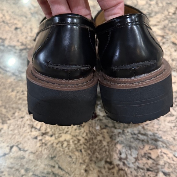 Sam Edelman Black Leather Loafers with Gold Accent - Picture 4 of 9